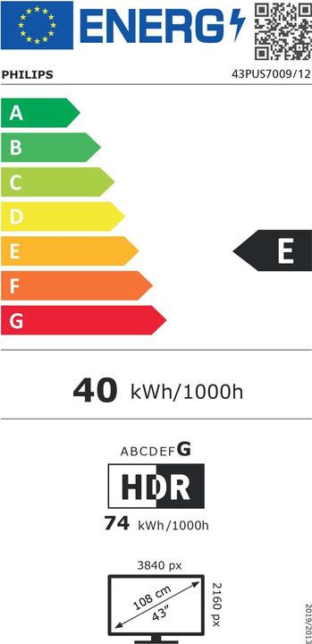 Energielabel Philips 43PUS7009/12 (43", PUS7009, LED, 4K, 2024)