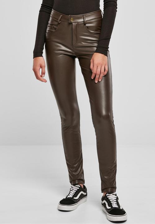 Actual product image Urban Classics Ladies Mid Waist Synthetic Leather Pants (26)