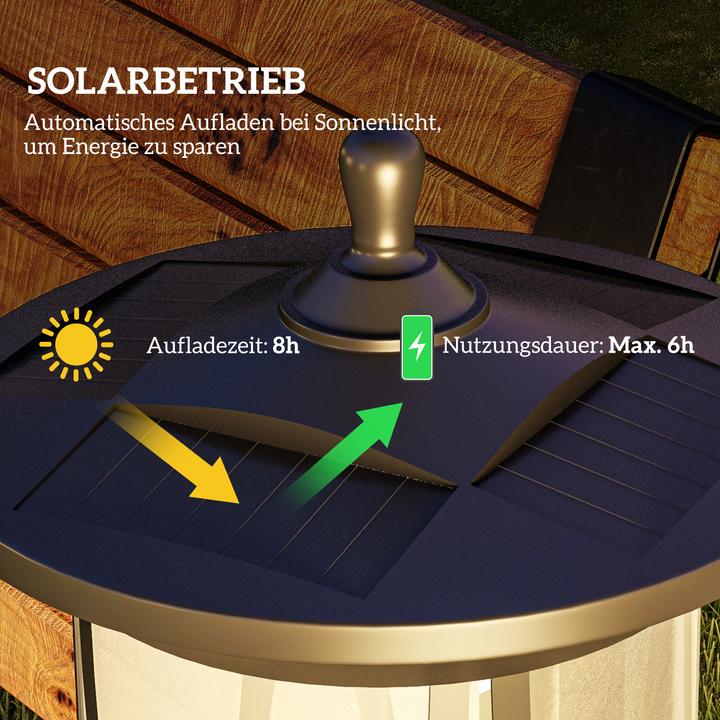 Produktbild Outsunny Solar Gartenlaterne ABS, Polycarbonate Schwarz (30 lm, IP44)