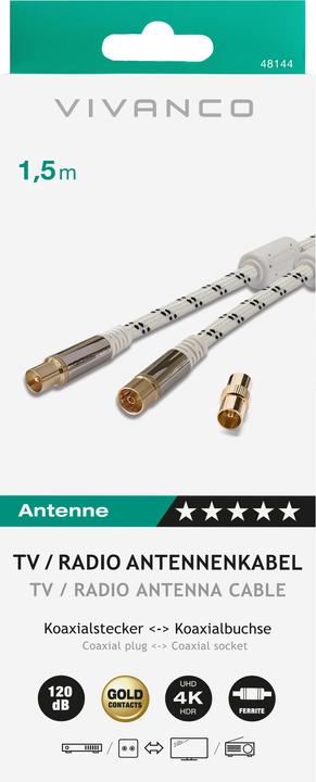 Actual product image Vivanco Coax connector Coax coupling (120 dB, Antenna cable)