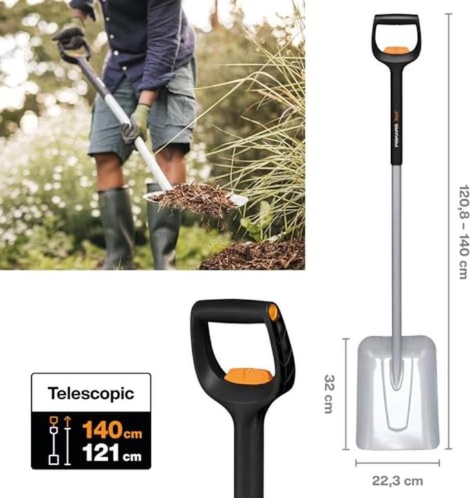 Actual product image Fiskars Telescopic shovel for lifting and moving bulk material and snow, length: 121 - 140 cm, ver