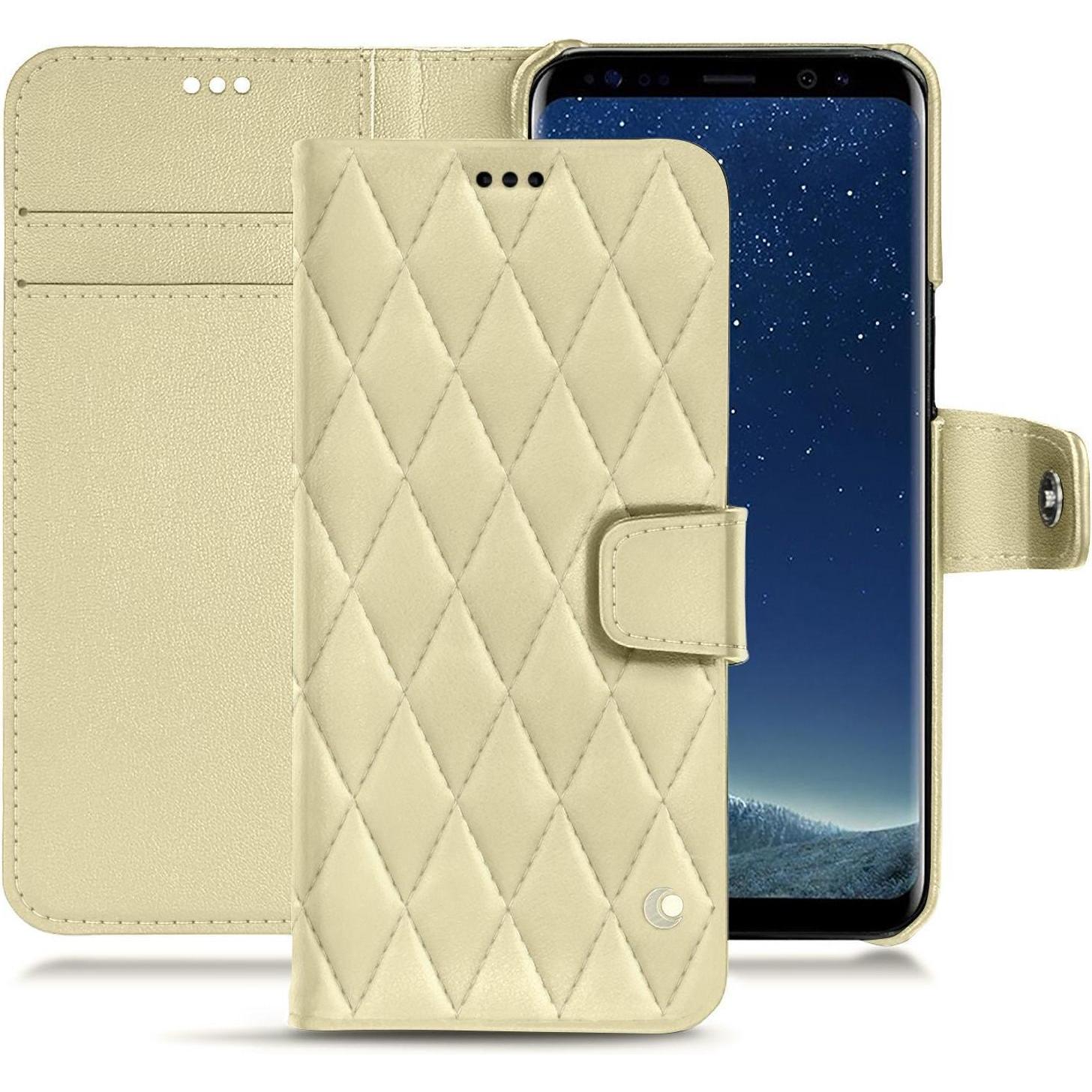 Noreve Lederschutzhülle Wallet (Samsung Galaxy S8+), Smartphone Hülle, Beige