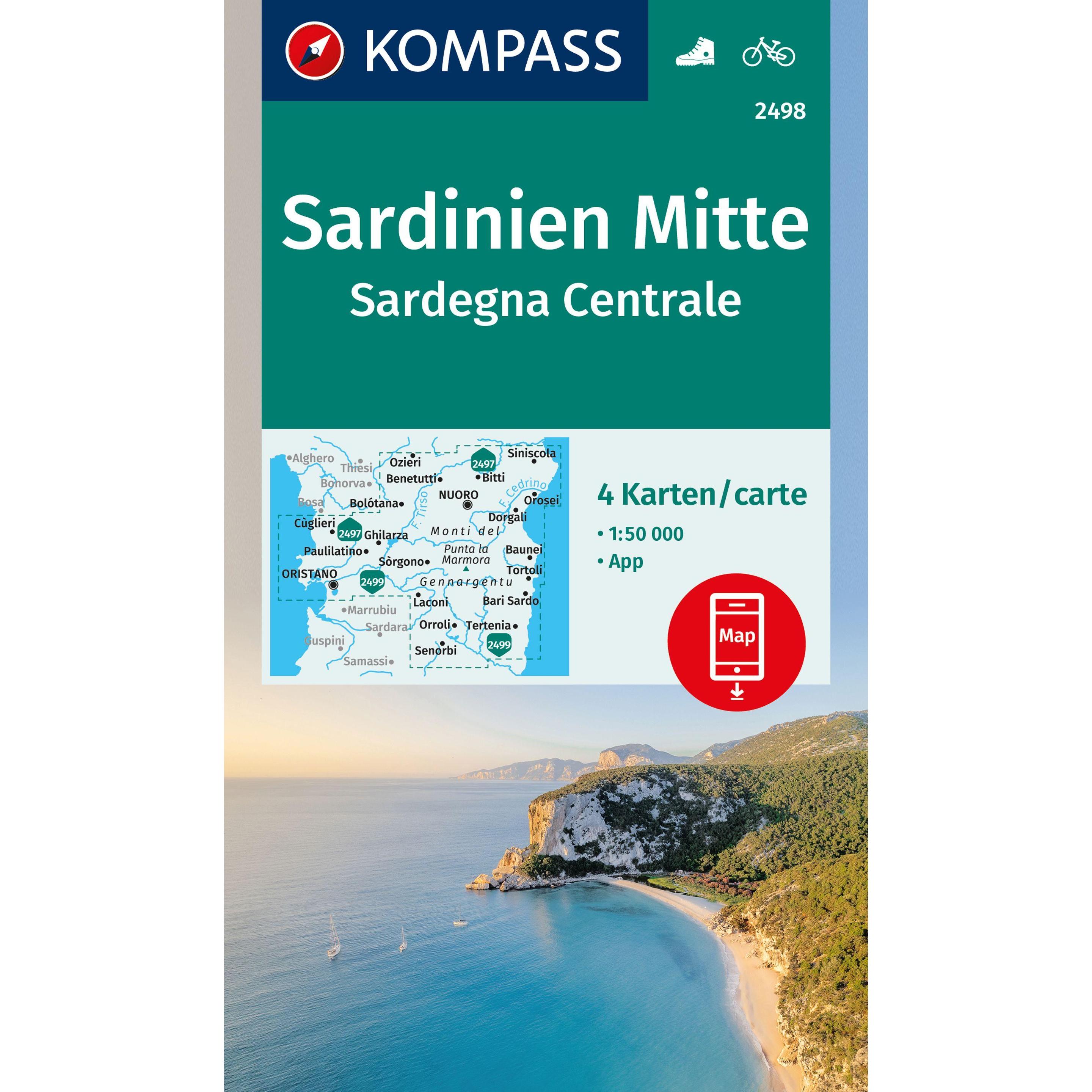 Wanderkarten-Set 2498 Sardinien Mitte / Sardegna Centrale (4 Karten) 1:50.000, Landkarte