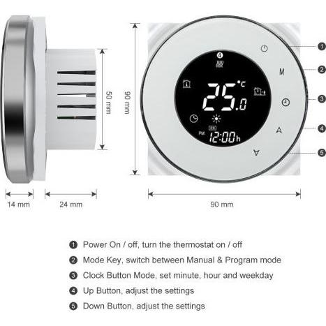 Thumbnail - Renov8 Thermostat for gas boiler control - NON WI-FI - compatible 86x86 box, Messtechnik, Weiss