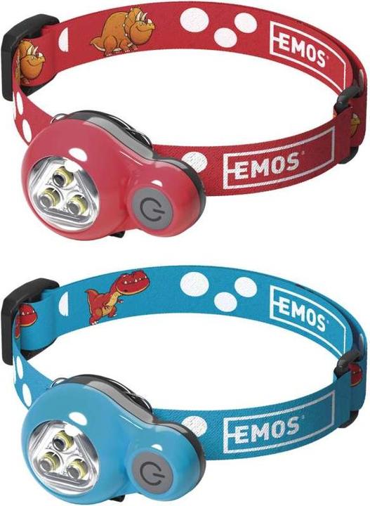 Produktbild Emos Dětská LED čelovka Dino, 2× CR2032, 8 ks, display box