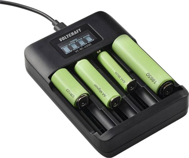 Produktbild Voltcraft VC-BC-4200 Rundzellen-Ladegerät NiMH, LiIon Mignon (AA), Micro (AAA) (1 Stk., 10440, 14500, 16340, 17500, 17670, 18350, 18490, 18650, AA, AAA)