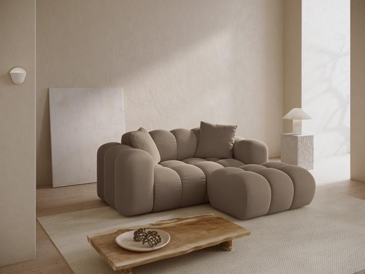 Actual product image Cosmopolitan Design Velvet Pouf, "Treno", 1 Seat, Cappuccino, 90x70x42 Made in Europe