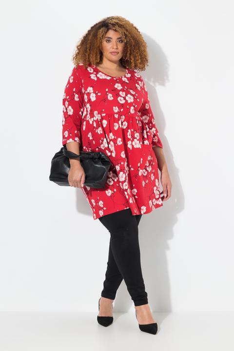Produktbild Ulla Popken Longshirt, Blumen, A-Linie, Rundhals, 3/4-Arm (50, 52)