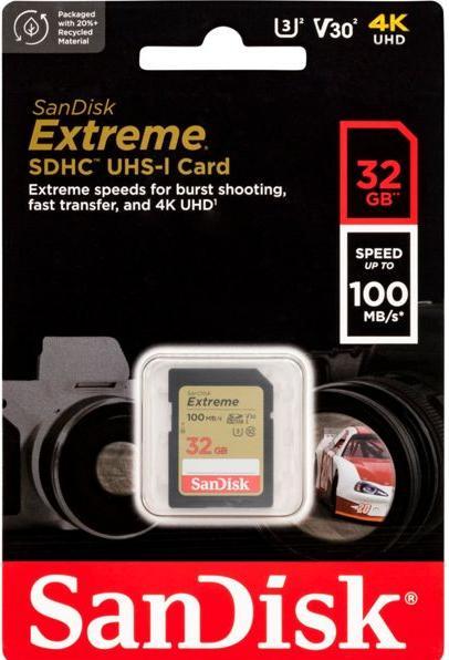 Productafbeelding SANDISK Extreme SDHC /s UHS-I (32 GB, SDHC, U3, UHS-I)