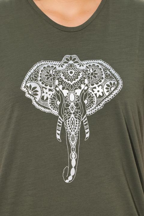 Image du produit Ulla Popken T-shirt oversize, décolleté en V et manches courtes, motif animal (42, 44)