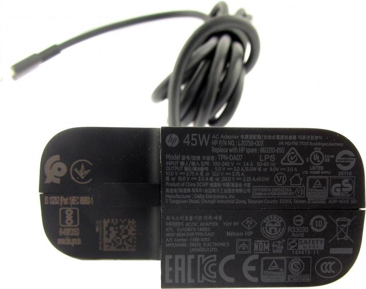 Produktbild HP Adapter 5V,12V,15V 45W USB-C (No Cord) includes power cable (45 W)