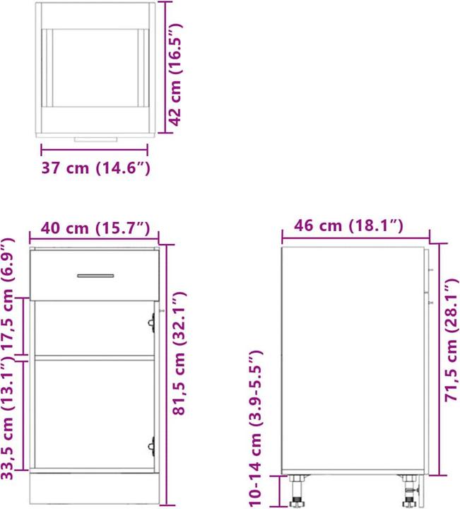 Immagine prodotto VidaXL Cassettiera (40 x 46 x 81,5 cm)