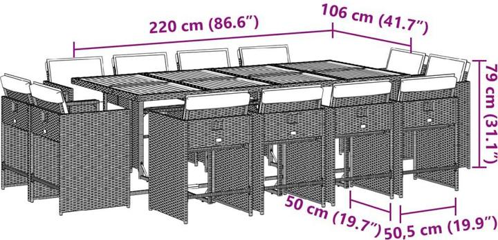 Produktbild vidaXL Garten Essgruppe (220 x 106 x 73 cm)