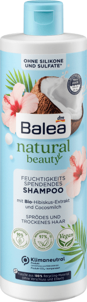 dm Balea Natural Beauty Bio-Hibiskus-Extrakt und Cocosmilch (400 ml, Flüssiges Shampoo)