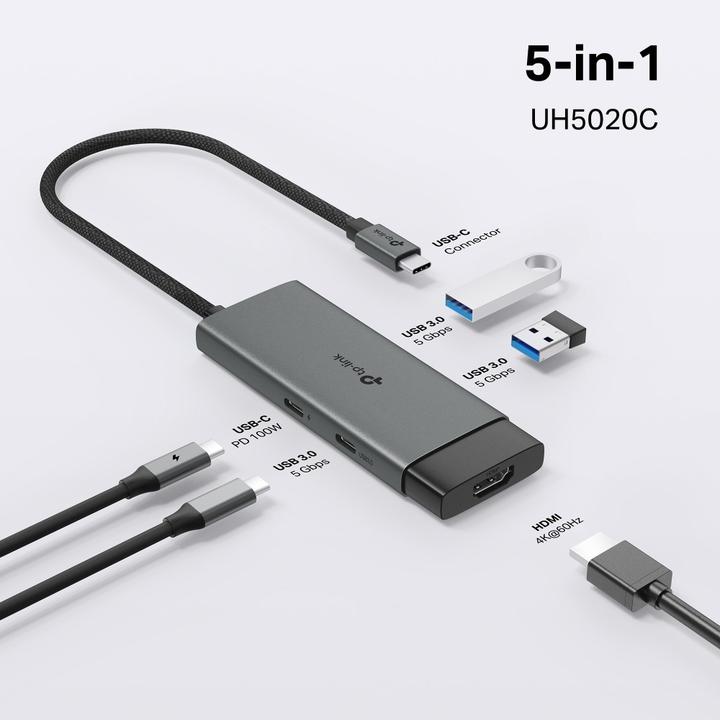 Produktbild TP-Link USB TYPE-C 5-PORT HUB (USB-C, 5 Ports)