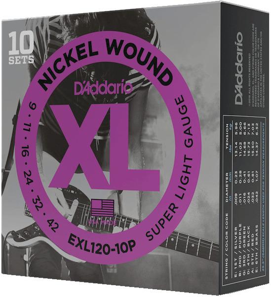 Produktbild D'Addario Daddario EXL120 Saiten für E-Gitarre Super Light 9-42 10 SETS (10 x, E-Gitarre)