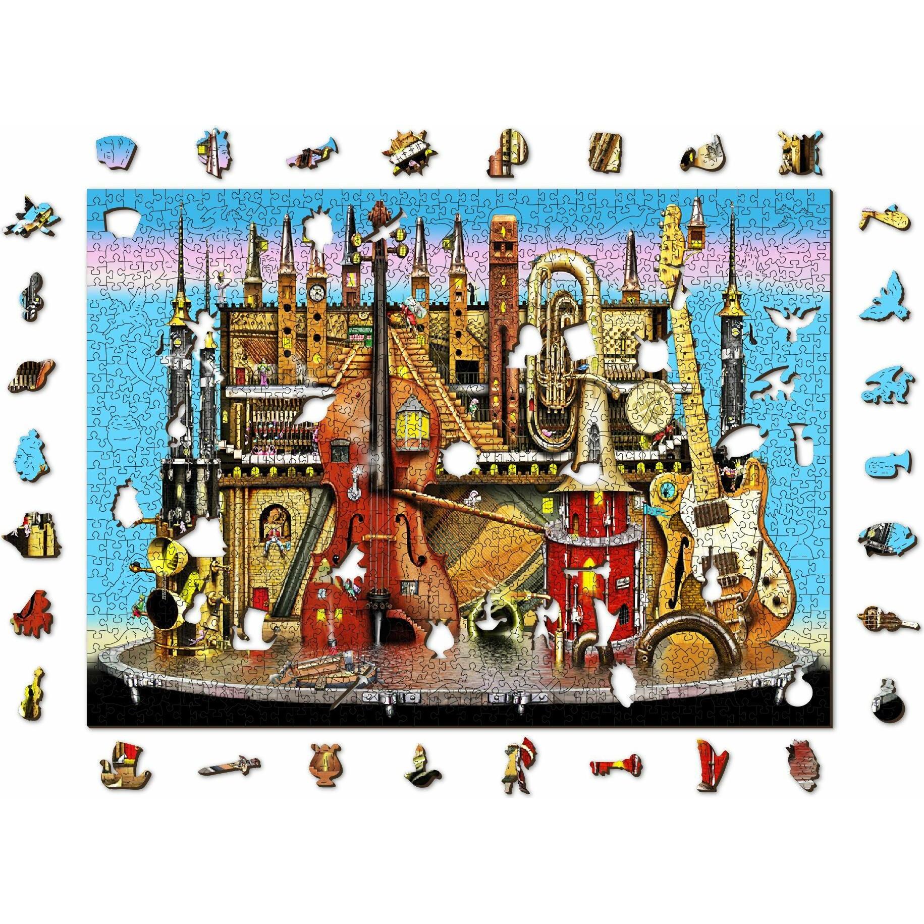 WoodenCity WOODEN CITY Holzpuzzle Musical Castle 2in1, 1010 Teile ECO (1010 Teile)