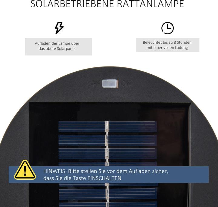 Produktbild Swisshandel24 Solarlampe, Rattan Solarleuchte, Braun, 21,5x21,5x61cm (IP44)