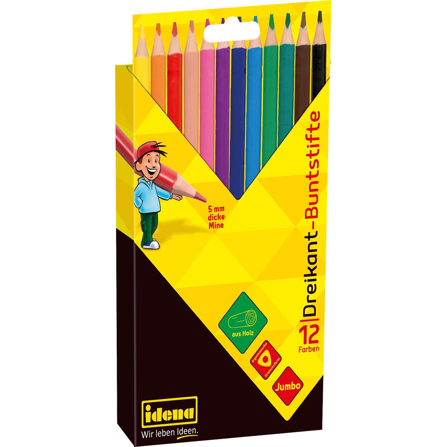 Thumbnail - Idena, Malstifte, Buntstifte Jumbo dreikant 12er FSC100% (Mehrfarbig, 12 x)