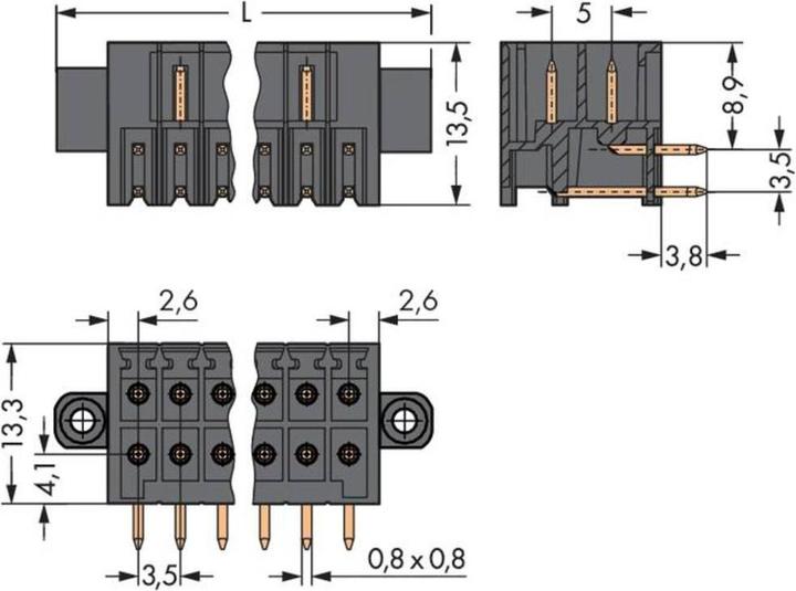 Produktbild Wago THT-Stiftleiste 2-reihig