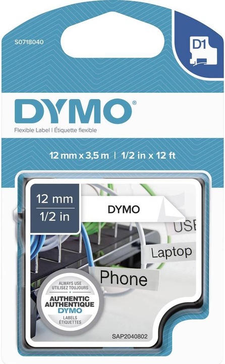 Produktbild Dymo D1 (1.20 cm, Weiss)
