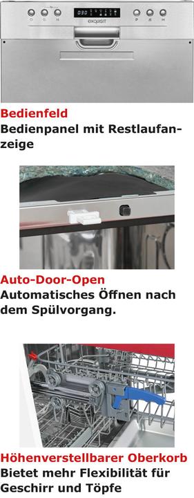 Produktbild Exquisit EGSP9414-EB-030D inox, Geschirrspüler (Einbaugerät)