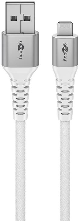 Produktbild Goobay Lightning USB-A Supersoftes Textilkabel mit Metallsteckern, 2 m (2 m, USB 2.0, 60 W)