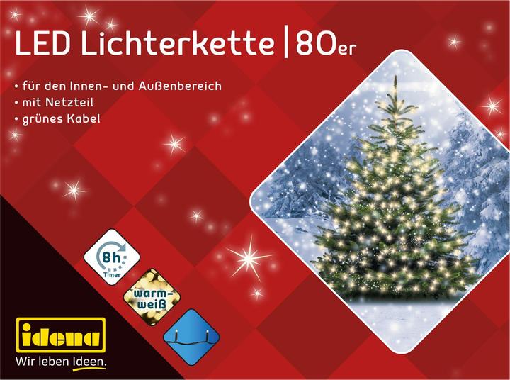 Produktbild Idena LED-Lichterkette 80er warmweiss,f.Aussen (16 m)