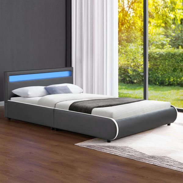 Immagine prodotto Juskys Letto imbottito Siviglia con LED (140 x 200 cm)