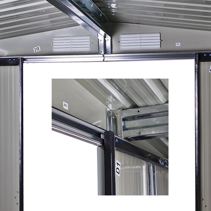 Produktbild Dema Gerätehaus mit Holzunterstand Metall 328x314x159/188cm