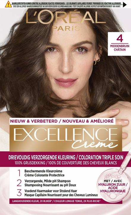 Produktbild L'Oréal Paris L'Oreal Paris Excellence Creme 4- Mittelbraun - Haarfärbemittel (4 Mittlere Braune)