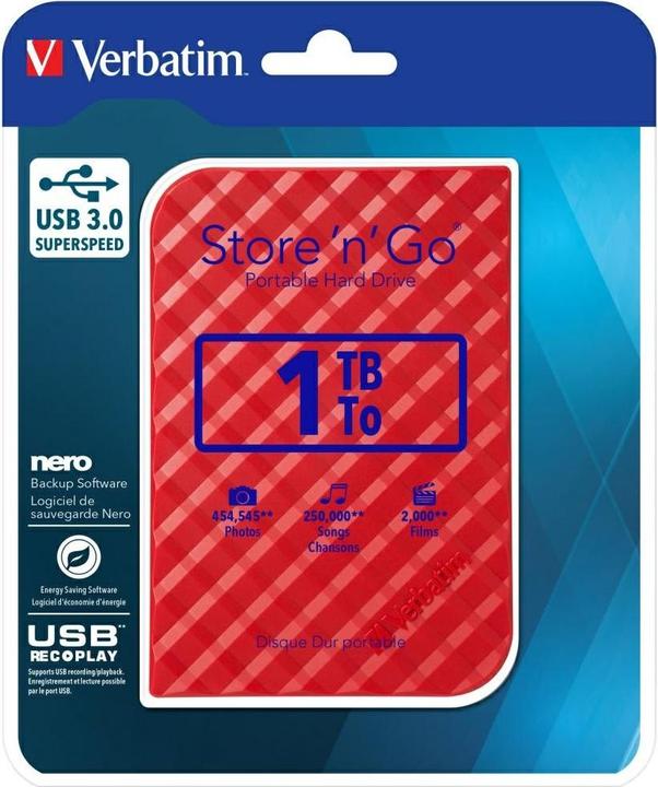 Immagine prodotto Verbatim Store n Go 1TB USB 3.0 rosso Gen 2 (1 TB)