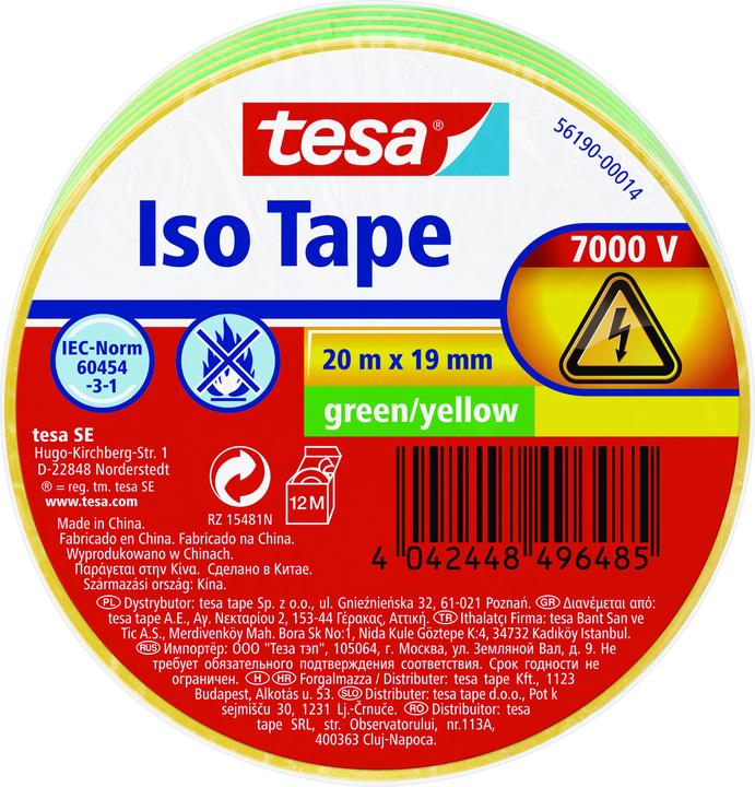 tesa Nastro isolante elettrico, nastro adesivo resistente al calore per isolare, riparare e impacchettare (19 mm)