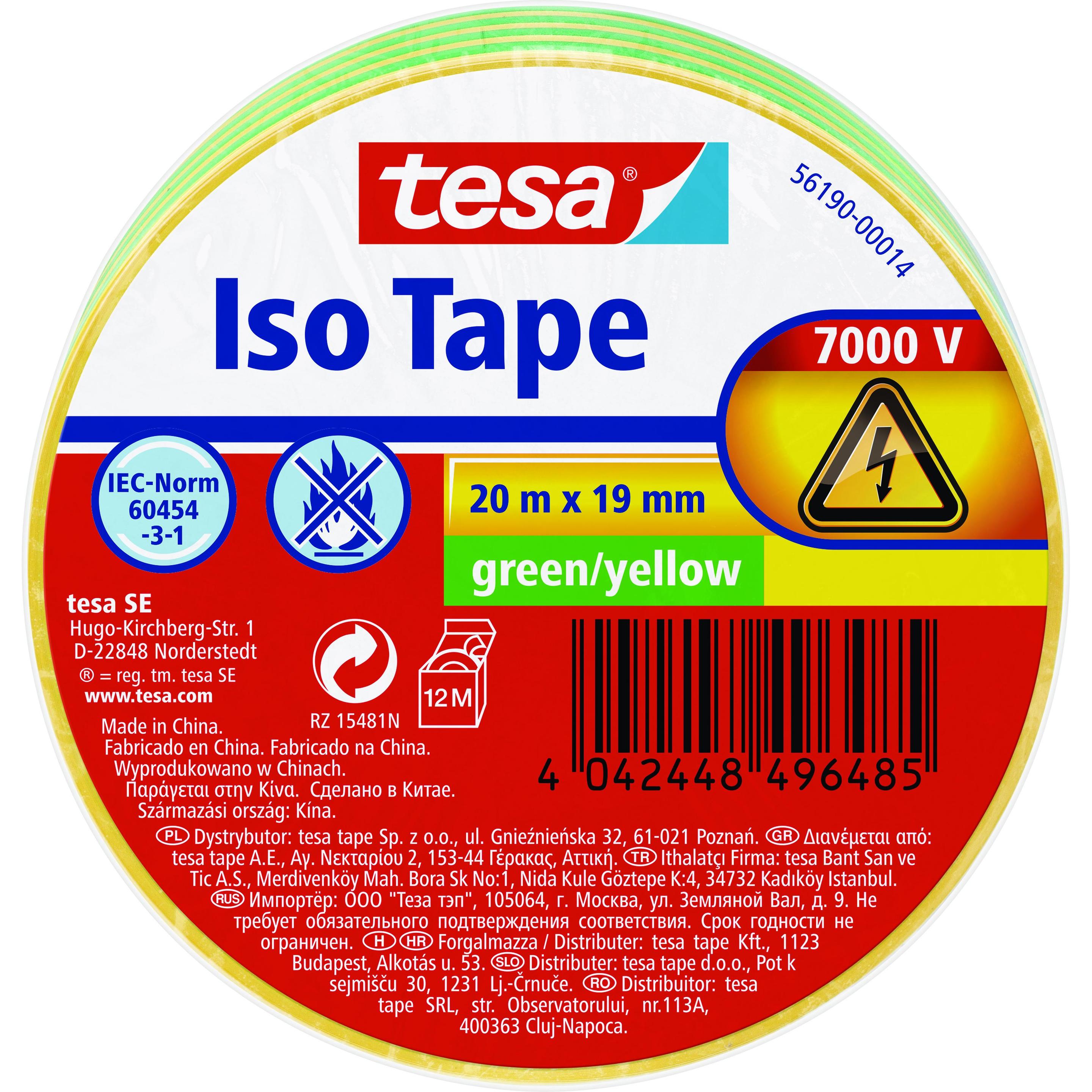tesa, Klebeband, Elektro Isolierband, hitzebeständiges Klebeband zum Isolieren, Reparieren & Bündeln (19 mm)