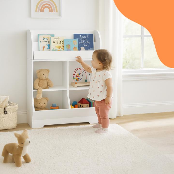 Actual product image Relaxdays - Kinderregal mit Buchablagen, Weiss, 89,5 x 67 x 30 cm