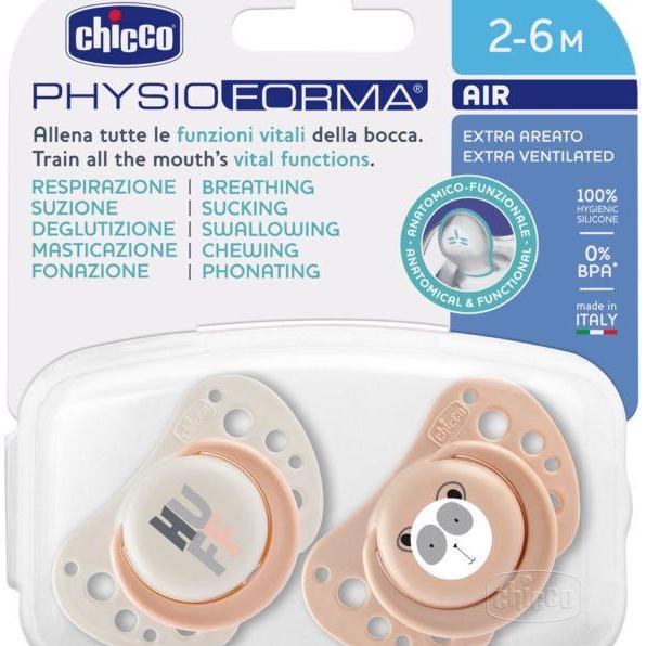 Chicco Rosa/Mehrfarbig Nuggi, Physiologischer Beruhigungssauger Physioforma Air Silikon Mini Pink Mix 0-6M Case Italienisch (2X, 0 - 6 Monate)