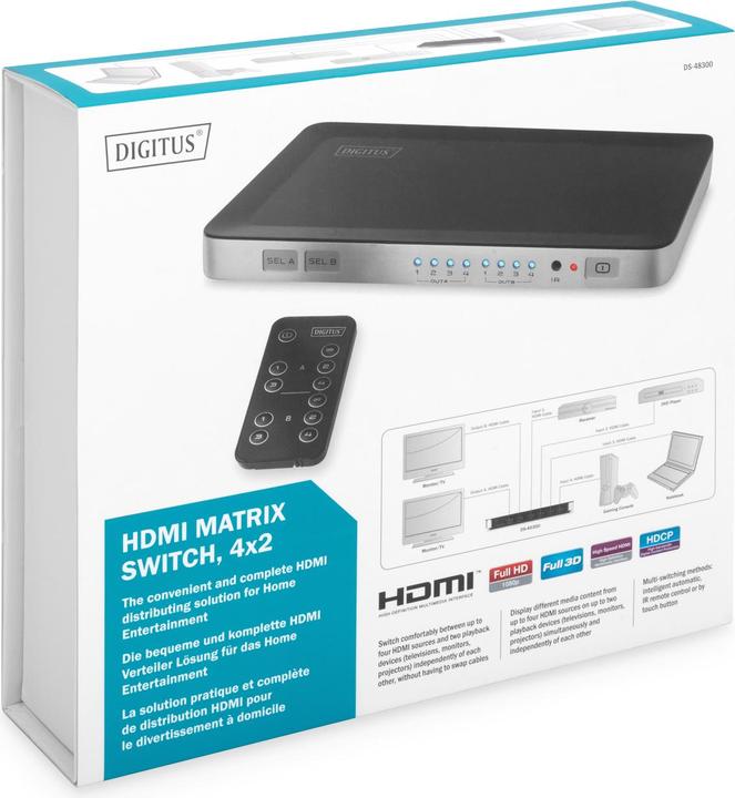 Actual product image Digitus DS-48300, Matrix HDMI Switch, 4 : 2 Port, up to 1080p
