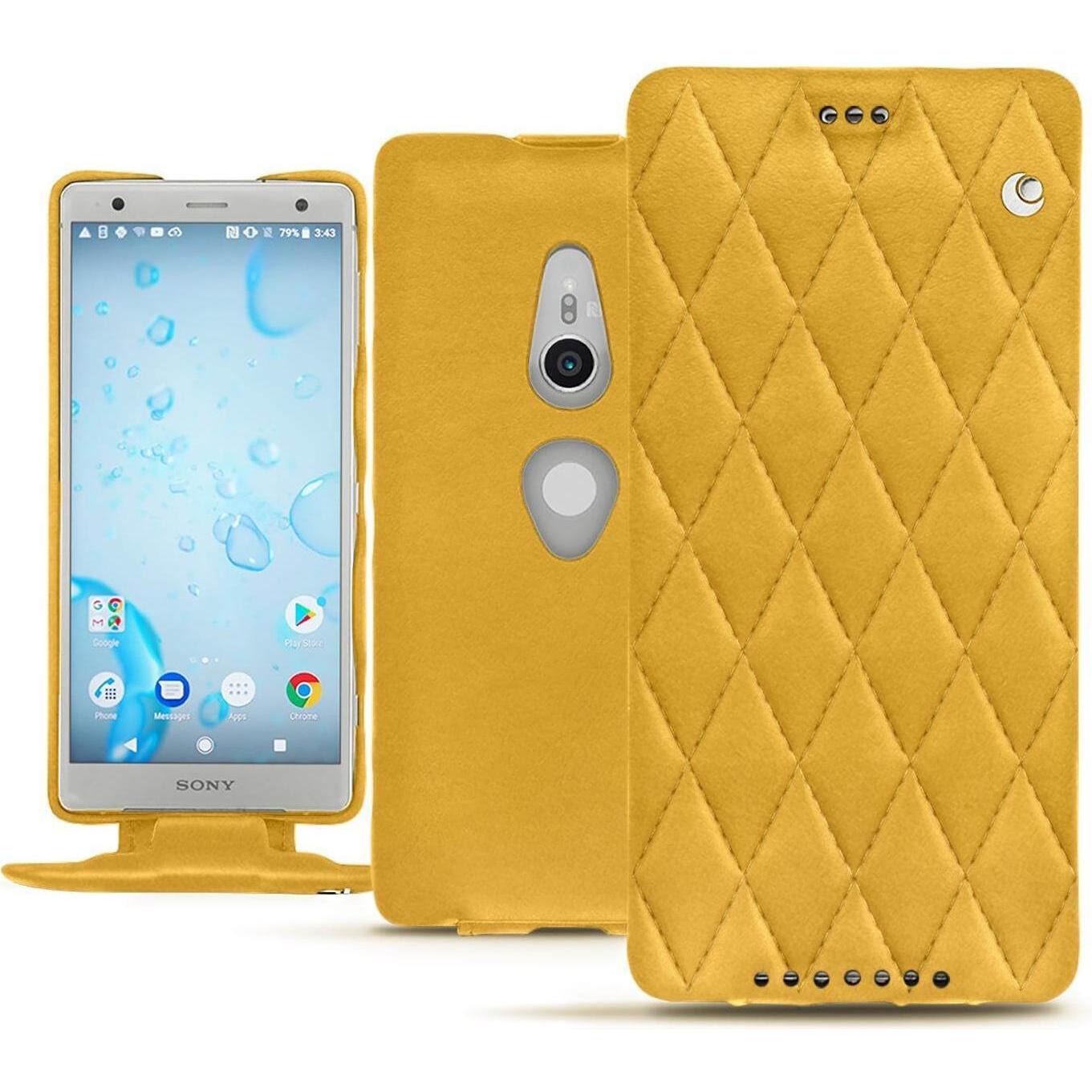 Noreve Lederschutzhülle vertikal (Sony Xperia XZ2), Smartphone Hülle, Orange
