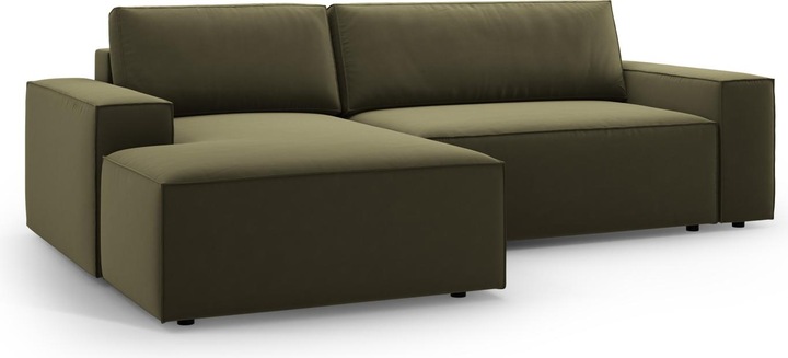 Actual product image Micadoni Velvet Left Corner Sofa With Bed Function And Box, "Jodie", 3 Seats, 246x151x86 Made in Europe (Corner sofa)