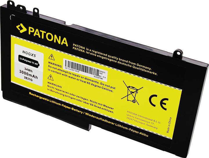 Actual product image Patona Battery f. DELL Latitude Series E5270 12 12 5000 12 5000 Series-E5270 12-E5270 Series 0RDRH9 NGGX5 (3 cubicles, 3000 mAh)