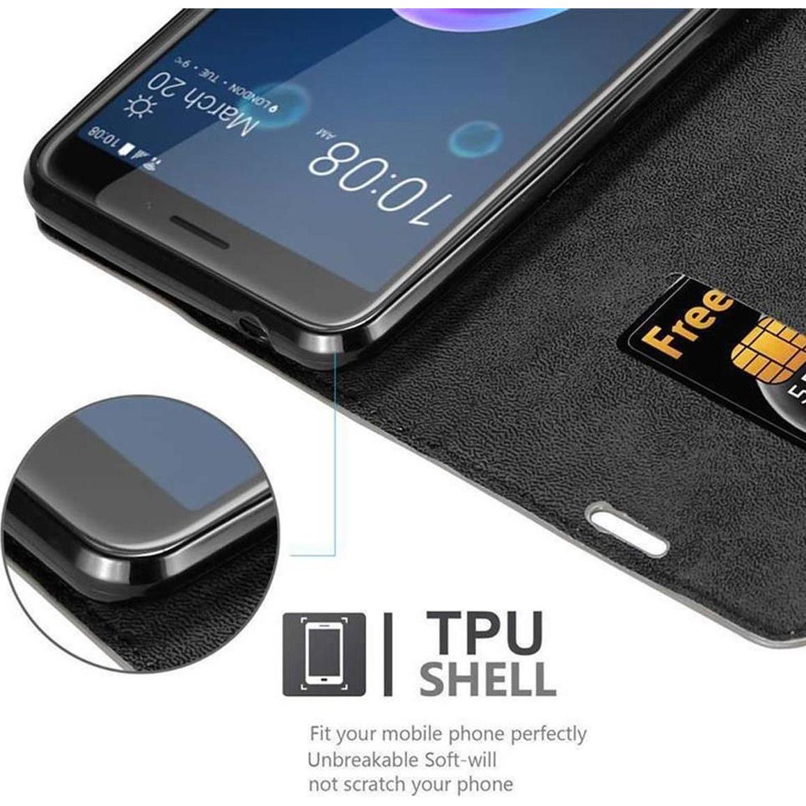 Thumbnail - Cadorabo Book Invisible Magnet Cover (HTC Desire 12), Smartphone Hülle, Braun