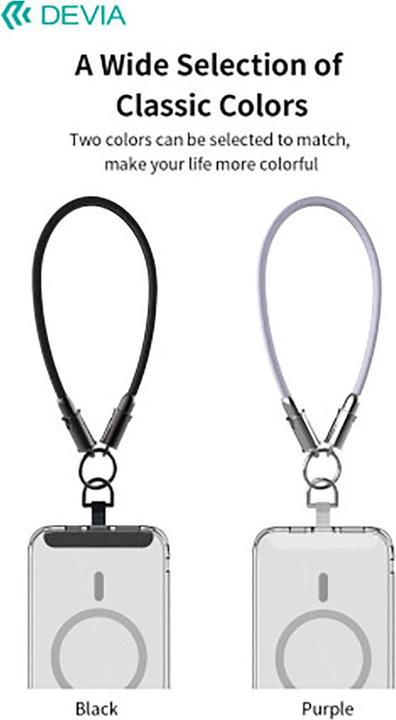 Actual product image Devia cable lanyard 2in1 PD USB-C - USB-C 0,3 m 60W black (0.30 m, USB 3.2 Gen 2, 60 W)