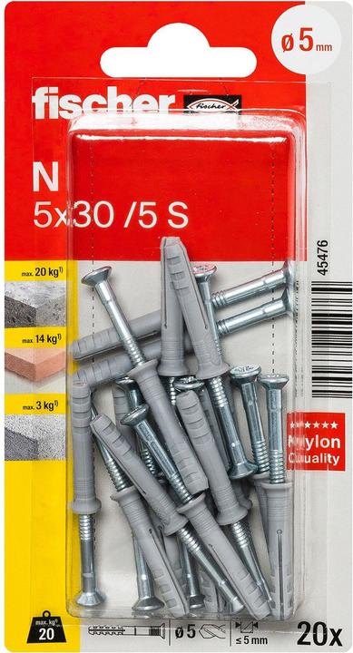 Produktbild Fischer Nageldübel N 5x30/10 S K (20 Stk.)