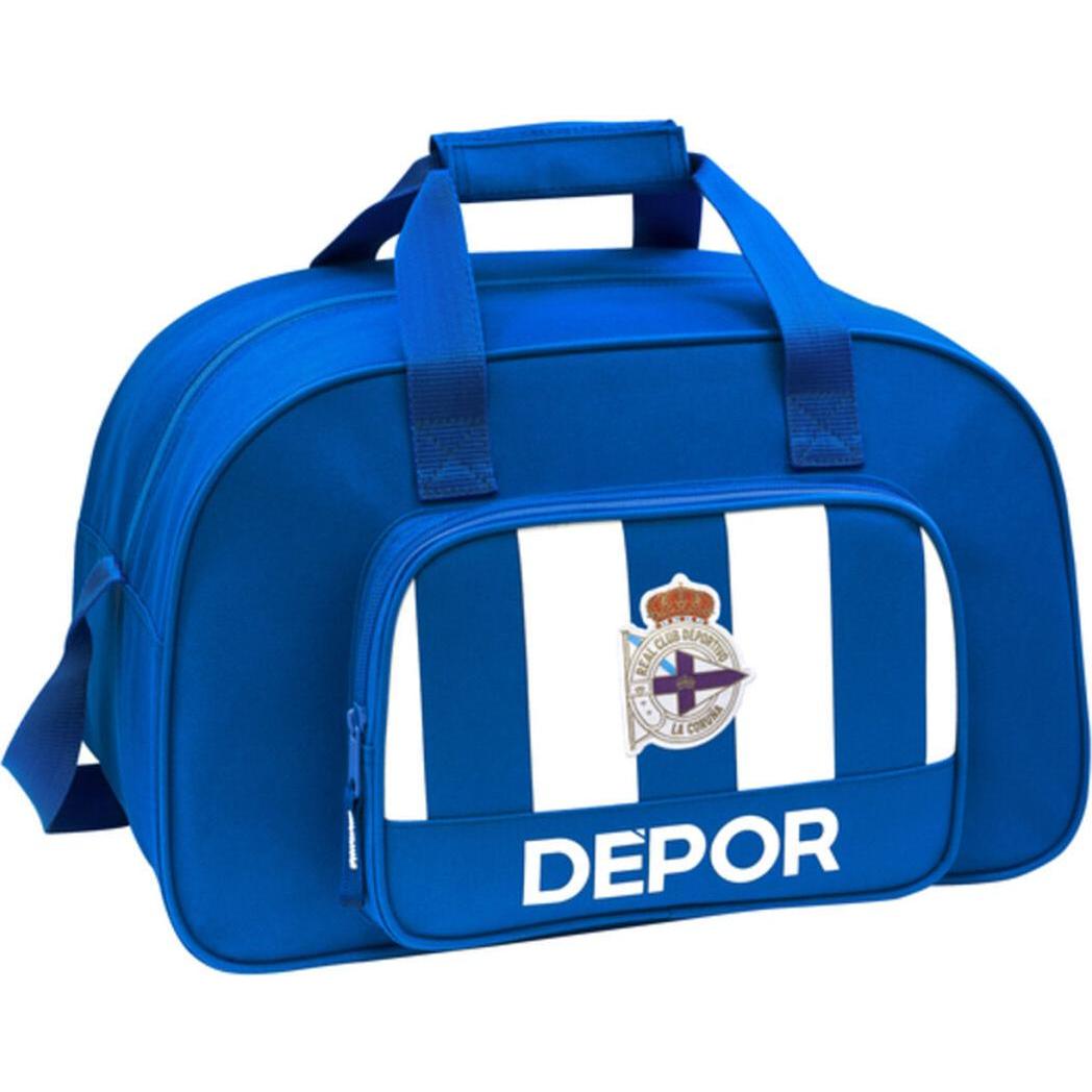 R. C. Deportivo de La Coruña, Bambine, Borsa, Borsa sportiva blu bianca (40 x 24 x 23 cm), Bianco, Blu