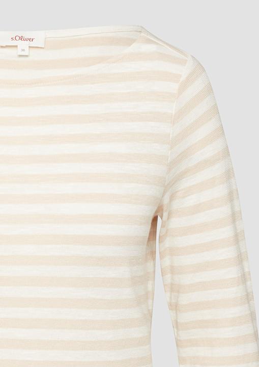 Produktbild S.Oliver T-Shirt Geringeltes Langarmshirt aus Flammgarn mit U-Boot-Ausschnitt (48)