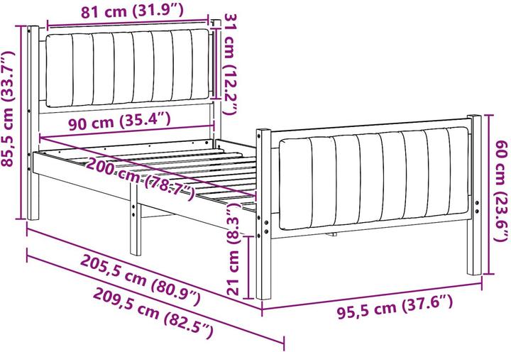 Image du produit vidaXL Plattformbettgestell