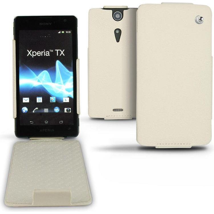 Noreve Lederschutzhülle vertikal (Sony Xperia TX), Smartphone Hülle, Weiss
