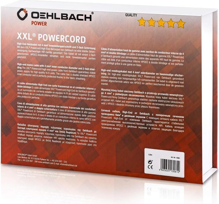 Produktbild Oehlbach XXL Powercord 300 3,00m, sepiabraun (3 m)