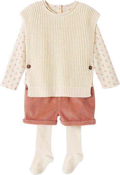 Image du produit Vertbaudet Ensemble bébé fille : t-shirt, short, pull & collants (80)