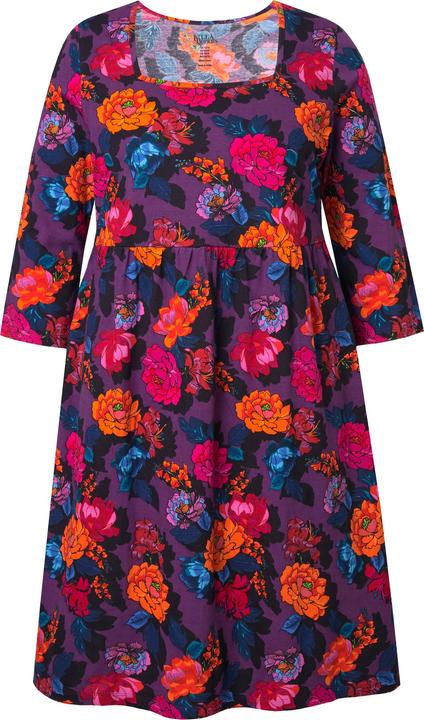 Actual product image Ulla Popken Vibrant Floral Empire Knit A-Line Pocket Dress (46, 48)